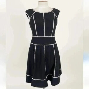 Maggy London Black Midi Dress with White Trim
